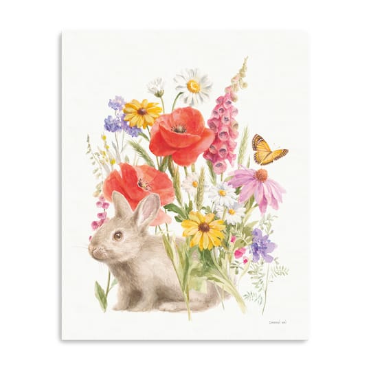Lumaprints Wildflowers in Bloom II Bunny Canvas Giclée Art
